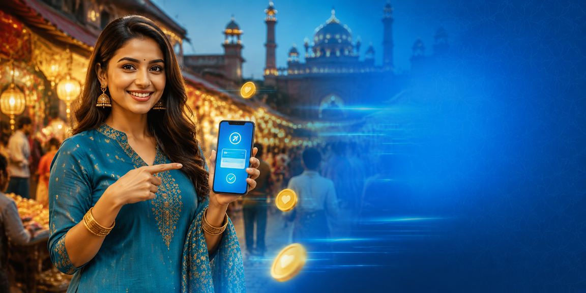 Indian woman enjoying online sports betting on mobile device