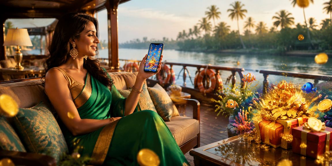 Scenic Kerala backwaters with peaceful nature
